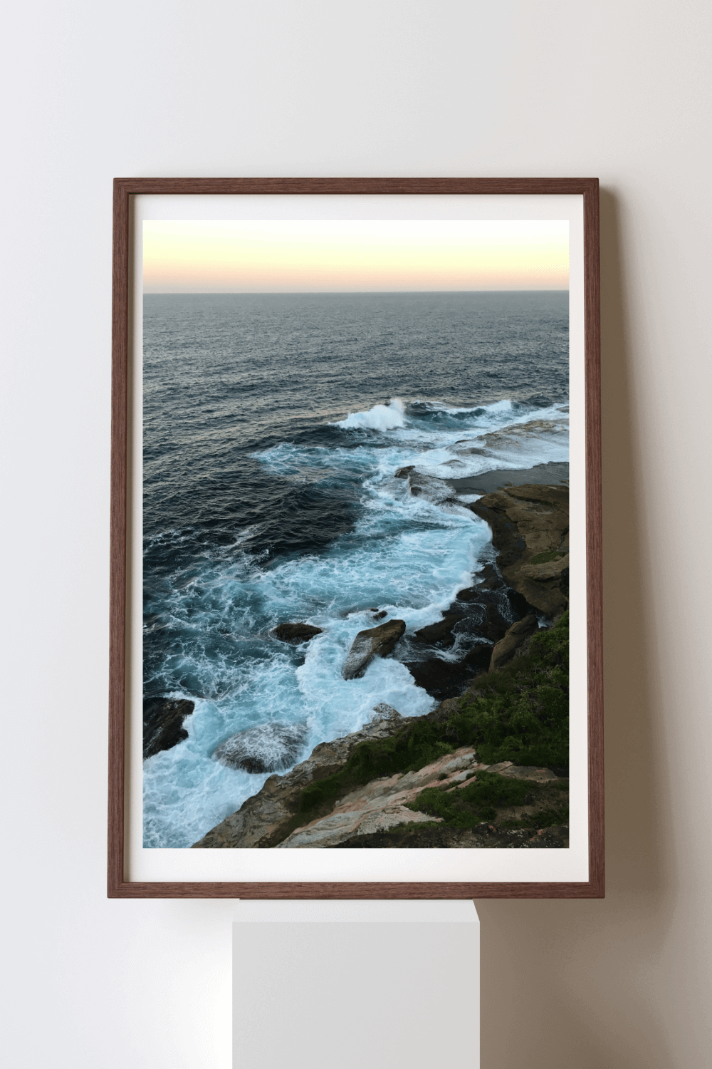 Crashing Waves fine art travel photography print featuring waves crashing on to the rocks at Bondi Beach in Sydney, Australia