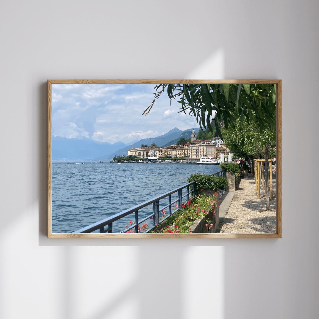 Elegance and tranquility fine art travel photography print featuring villas along Lake Como, Italy