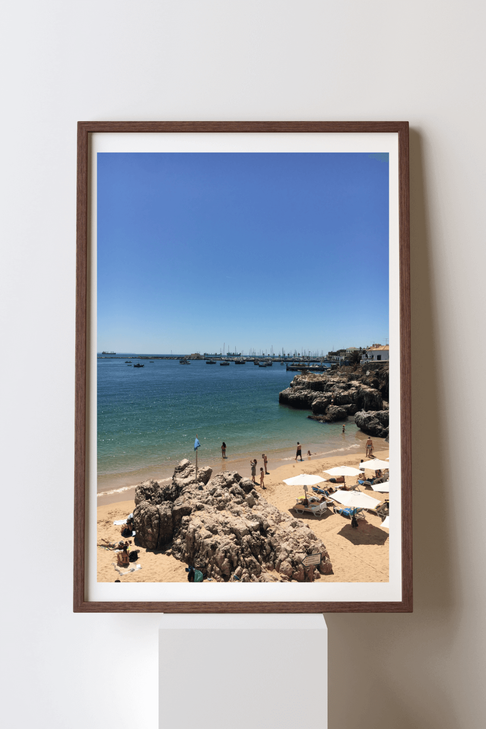 Golden shores of Cascais fine art travel photography print featuring praia da rainha beach in Cascais, Portugal