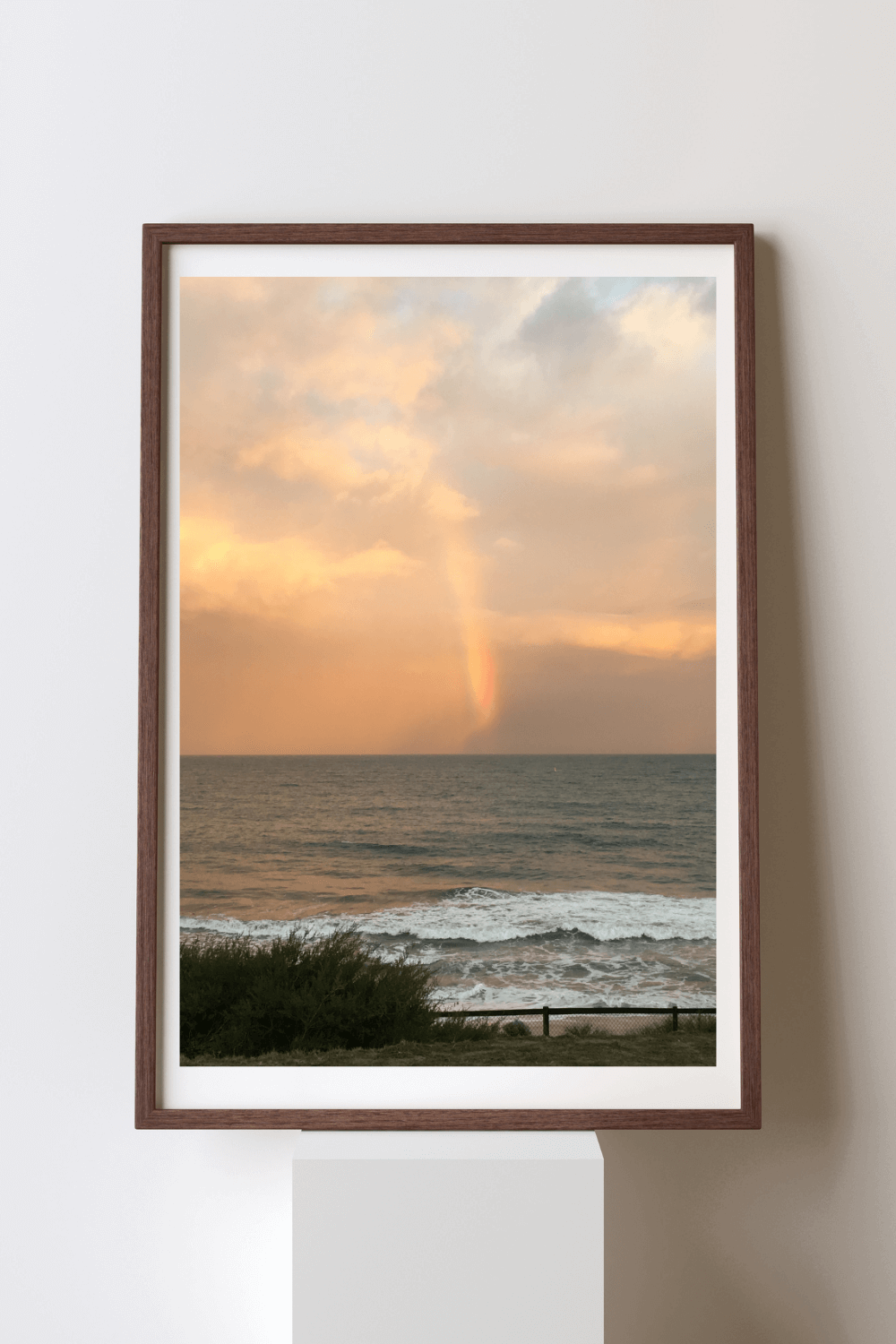 Rainbow Divide fine art travel photography print featuring a rainbow transposed onto Cottesloe beach in Western Australia